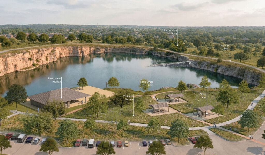 a rendering of the phillips quarry park in the city of melissa